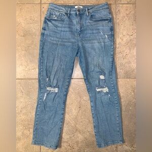 Just Black Denim Light Blue Wash Distressed Knee Design Straight Leg - Size 29